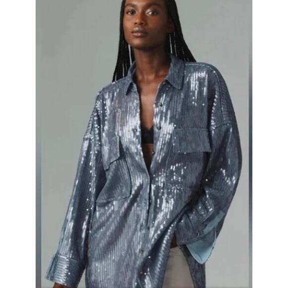 Anthropologie Pilcro Sequin Button Down NWT Sz. M - Picture 1 of 5